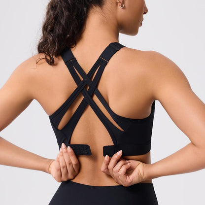 High Impact Sports Bra for Women – High Support Molded Cups, Adjustable Straps & Back Closure, Cross, Workout & Running Bra