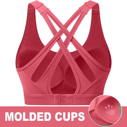 High Impact Sports Bra for Women – High Support Molded Cups, Adjustable Straps & Back Closure, Cross, Workout & Running Bra