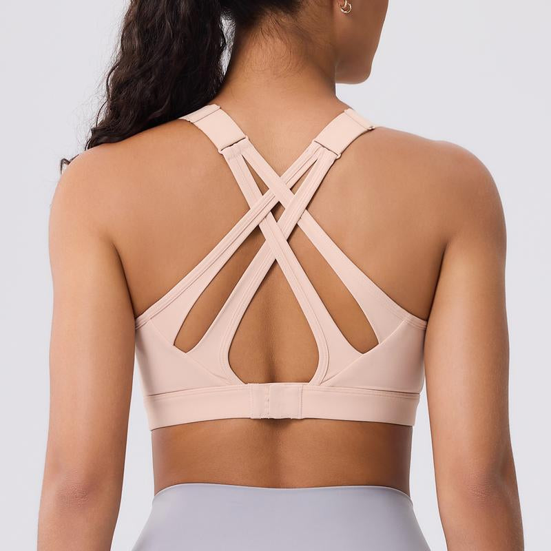 High Impact Sports Bra for Women – High Support Molded Cups, Adjustable Straps & Back Closure, Cross, Workout & Running Bra